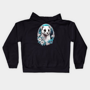 Ferret In Cottage Core and Filigree Style Art Kids Hoodie